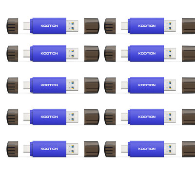 Wholesale 1-10PCS High Speed 32GB 64GB 128G Type C USB 3.0 Dual Flash Drive Blue