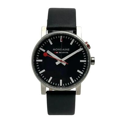 Mondaine Evo Alarm 40mm Steel Black Dial Mens Quartz Watch A468