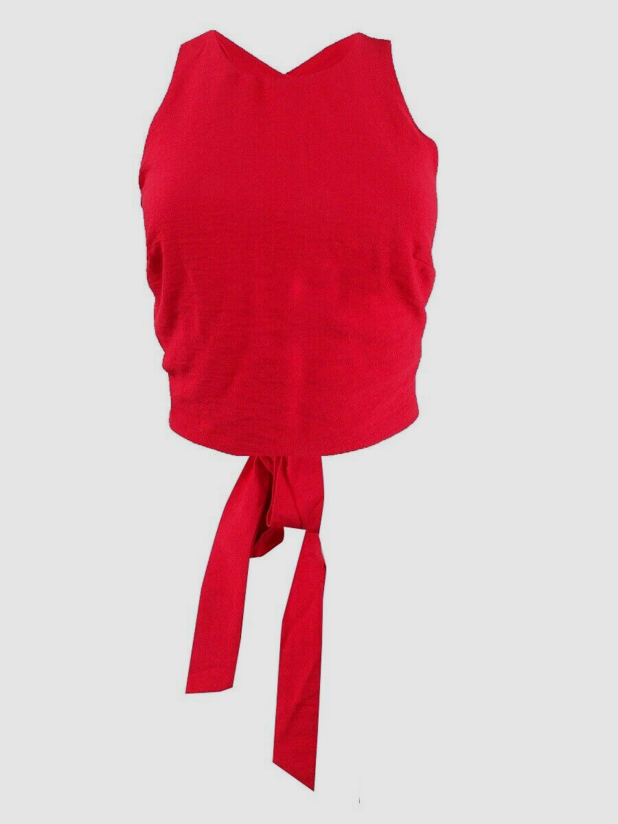 $69 City Studio Junior Women's Solid Red Sleeveless Scoop Neck Crop Top Size 9