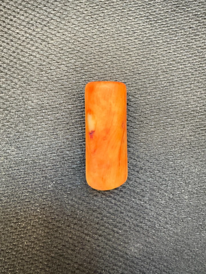 Colgante amuleto coral naranja forma barril tibetano vintage Foto 3 de 4