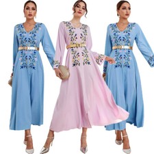 Dubai Turkey Kaftan Muslim Embroidery Women Long Dress Casual Abaya Caftan Robes