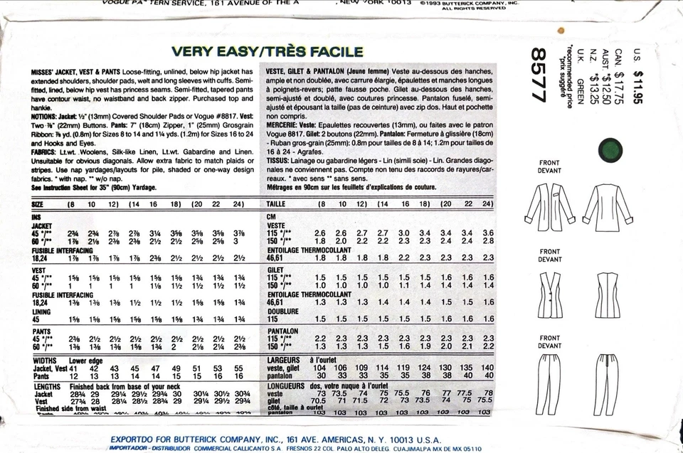 Vogue 8577 (8,10,12) - Image 2 of 2