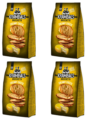 4 x KRAMBALS BRUSCHETTA Creamy Cheese Flavor Baked Bread Crisps Snacks 70g