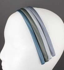 pack of 4 thin skinny satin headband hair band 3/8 wide Light grey medium gray