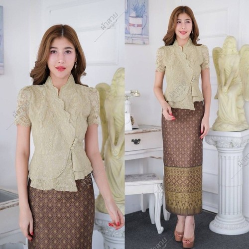 LAOS/THAI TRADITIONAL LACE/SILK BLOUSE SHIRTS - #05 Chest Sizes 32" - 46" - Picture 23 of 103
