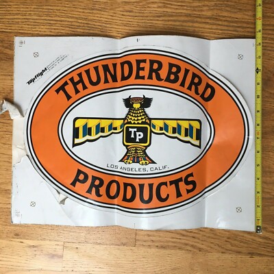 Topflight THUNDERBIRD PRODUCTS Vintage RACING Large Decal Sticker Sign 14.5''