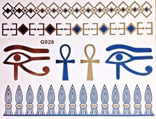 Flash Temporary Adhesive Tattoo Gold Blue 7 Pieces Bracelet Necklace Body G28