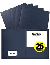 Folders with Pockets 25 Pack , 2 Pocket Folders Fit Letter Dark Blue 25-Pack