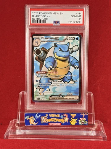 2023 POKEMON Mew EN 151 BLASTOISE ex Ultra Rare Card #184 PSA 10