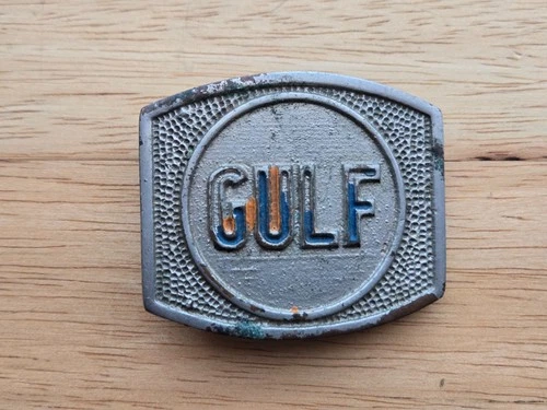 VINTAGE EARLY GULF OIL (GULF) METAL BELT BUCKLE w/NR! L@@K!!!