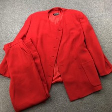 Vintage Giorgio Armani Suit Womens Medium Red Wool Blazer Pants Made Italy 80s
