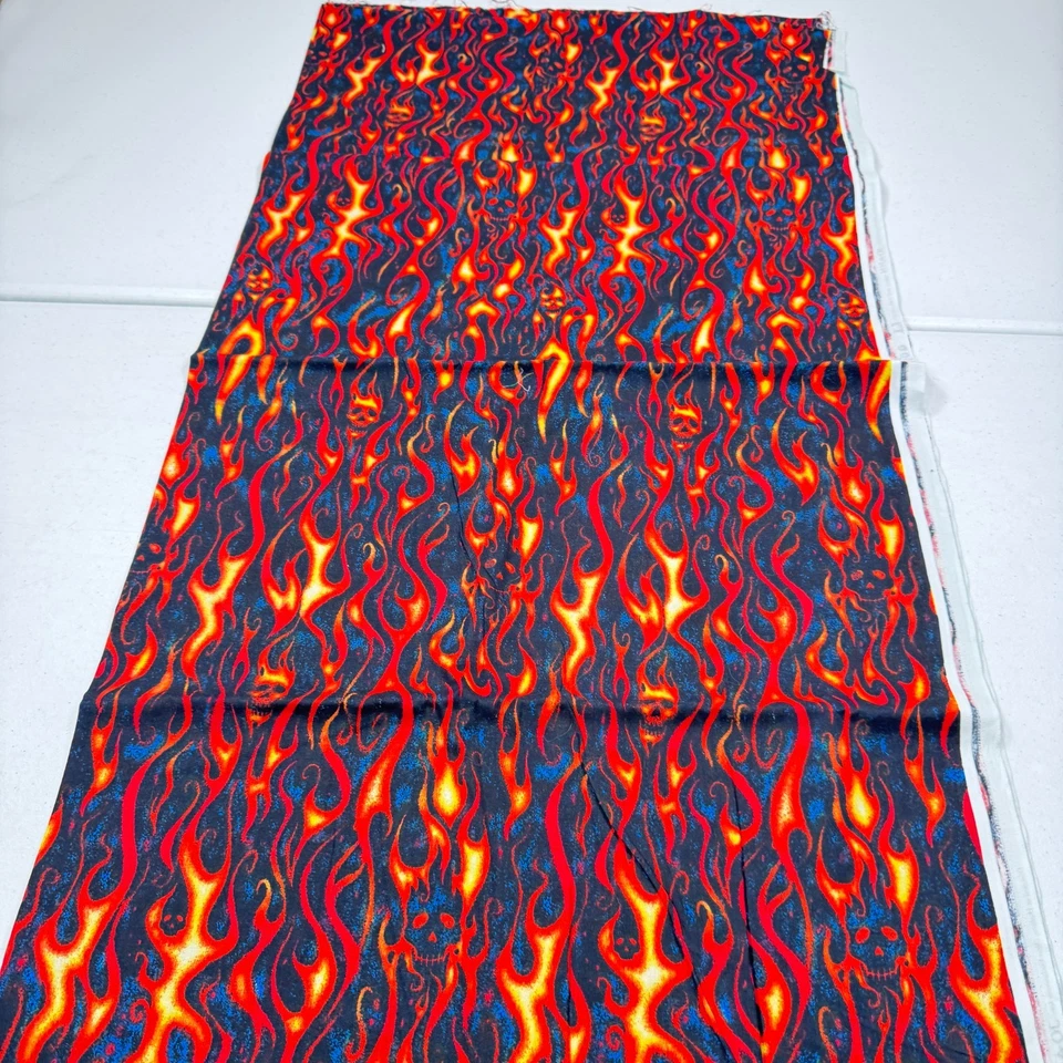 joann quilting cotton red fire flames skulls  42x87 2.4 yard - Image 2 of 4
