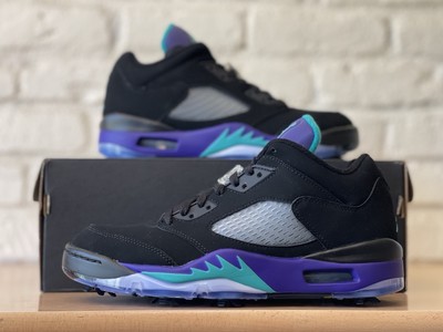 Nike Air Jordan Retro V 5 Low Golf Shoe Black Grape Spike Mens Size 8 CU4523-001
