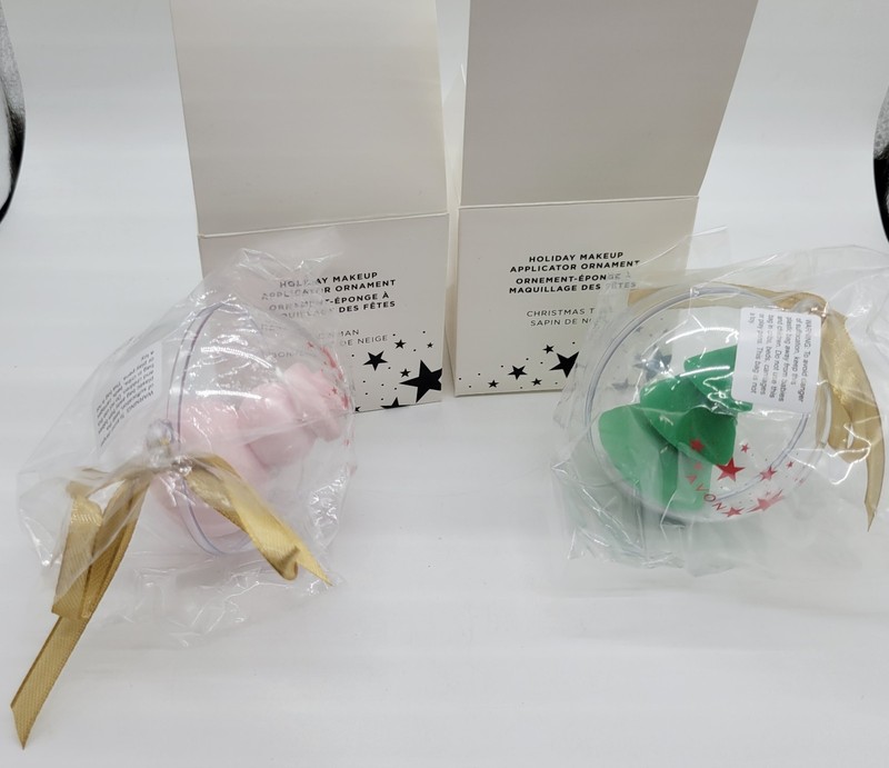 Avon Holiday Makeup Applicator Ornament Lot of 2 Tree Snowman NIB