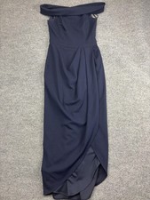 BHLDN Dress Womens 8 Navy Off Shoulder Hi Low Sheath Bridesmaid Gown Formal