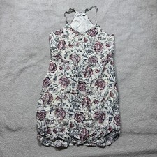 Madewell Dress Womens 0 White Red Floral Silk Sleeveless Bubble Hem Lined Summer