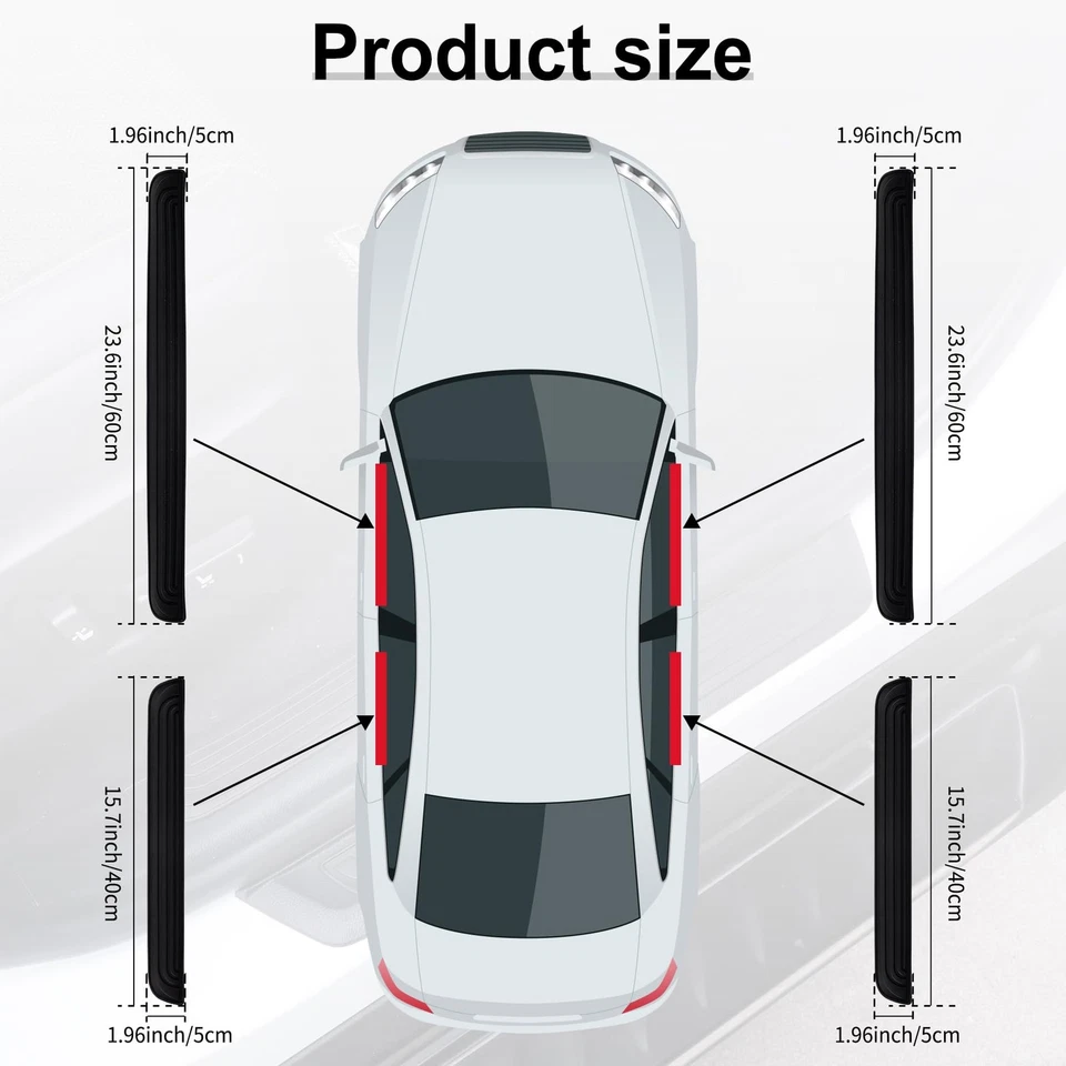 SINGARO 汽车门阈值保护 4 件,橡胶黑色,23.6x1.96 英寸,Easy Insta — 第 2/4 张图片