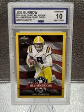 2020 Leaf Draft All-American Joe Burrow Gold CCG GEM MINT 10 🔥 Rookie 🔥