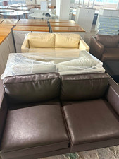 Brown Leather Upholstered 2-Seater Sofa Couch
