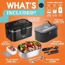 Heated Lunch Box 80W Electric Lunch Box Food Heater 1.8L Self Heating Lunchbox