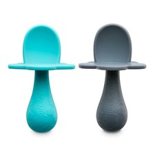 Baby Silicone Spoon Set for Weaning, 2 Teal, Gray 