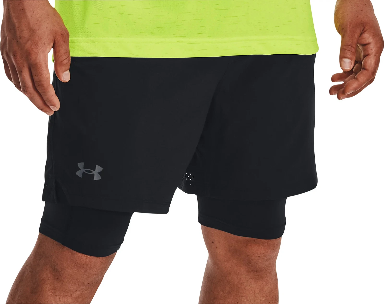 Under Armour Vanish Woven Mens Training Shorts Black 2 In 1 Compression Gym