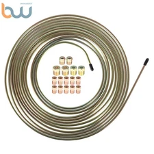 Brake Line Tubing Kits-Flexible Double Galvanized Steel 25 Ft. 3/16 16 Fittings
