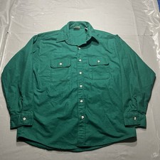 Vintage Five Brother Men's Large Green Flannel Shirt Chamois Made In USA