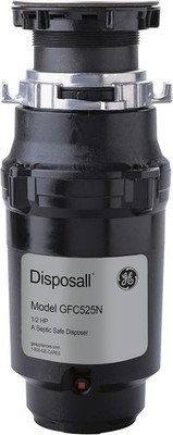 GE GFC525N Sink 1/2 HP Continuous Feed Disposer, Black