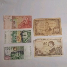 Collection Of Spanish Banknotes 2000,1000 And 100 Pesetas