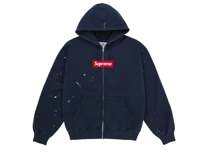 トップス Supreme MM6 Box Logo Sweatshirt Navy Supreme MM6 Maison Margiela Box Logo Zip Up Hooded Sweatshirt Navy