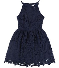 bar III Womens Illusion Fit & Flare Dress, Blue, X-Small