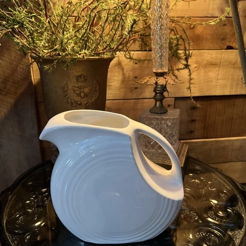 Vintage Fiestaware Disk Pitcher White Art Deco Fiesta HLC USA