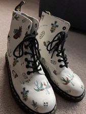 Dr Doc Martens 1460 white tatoo tattoo skull Louie 8 hole UK 5 EU 38 US 7