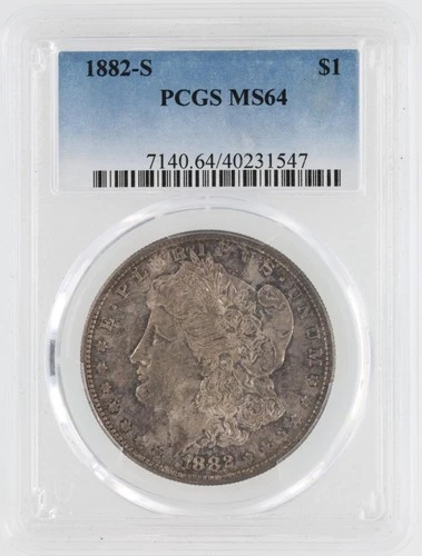 1882-S Morgan Silver Dollar PCGS MS64 S$1 San Francisco Minted No Reserve