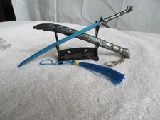 Anime / Devil May Cry Yamato Grey with Blue blade miniature 8" sword w/ display