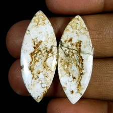 Natural Wild Horse Magnesite Pair Marquise Cabochon 25.25Cts. Loose Gemstone