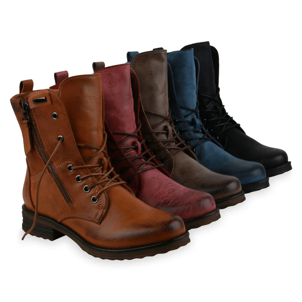 MARKENLOS Damen Schnürstiefeletten Leicht Gefüttert Blockabsatz Stiefeletten 835417 Schuhe