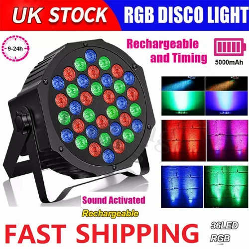 5000mAh Battery 36 Par Lights DMX RGB Stage Lights DJ Party Rechargeable Uplight