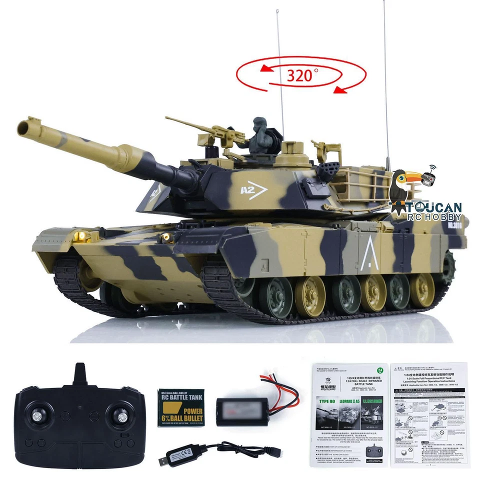HengLong 1/24 RC Panzer Abrams M1A2 3816-2 Remote Control Kampfpanzer Modell RTR - Bild 2 von 4