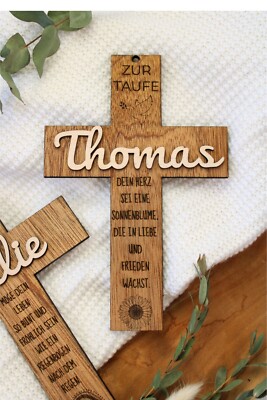 TAUFKREUZ personalisiert   Geschenk zur Taufe Jungen & Mädchen- Namen und Spruch