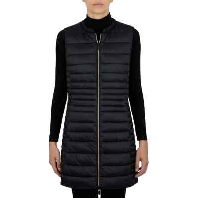 Save The Duck Cindy Long Vest Black Women's Puffer Jacket Pkts Sz 0/XS NWT!