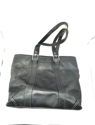 COACH Hampton F10195 Black Leather Gallery Tote Bag Purse Handbag