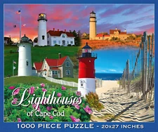 Cape Cod Lighthouses Jigsaw Puzzle 1000PC Nauset, Highland, Chatham, Nobska