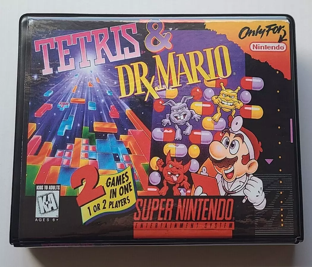 Tetris & Dr. Mario Game Only Super Nintendo SNES 2 games in one 1 or 2  players