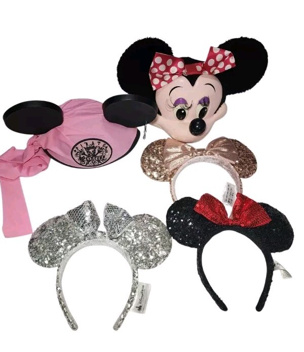 5 Pair Set Mickey Minnie Mouse Ears Pirate 3D Glitter Gold  display picture 1