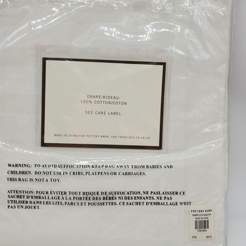Pottery Barn White Cotton Harper Stripe Drape 50 x 84 Inches 1 panel - Picture 2 of 5