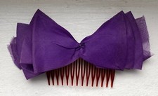 Vintage 1960-1970s Purple Sheer Fabric Hair Bow Clip 5.5 " long