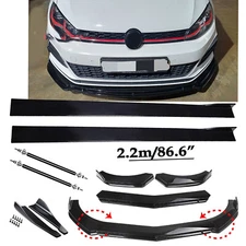 Front Bumper Lip Spoiler Chin Splitter For VW GOLF MK MK7.5 Glossy Black Bod Kit