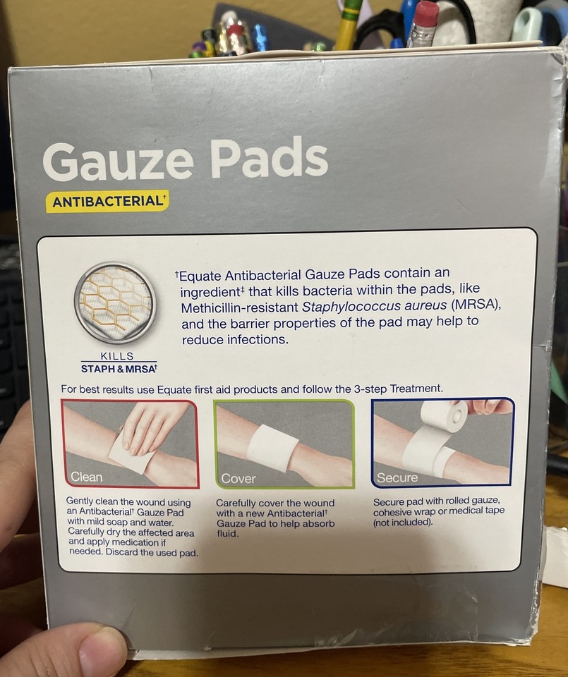 Equate Gauze Pads Antibacterial 20 4x4in eBay